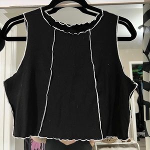 White Contrast Seam Crop Tank